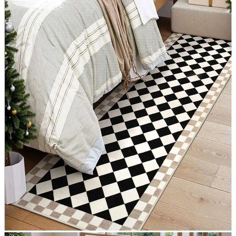 tapis carreaux géométriques vert clair moderne minimaliste imperméable résistant décoloration easy to clean