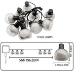 guirlande lumineuse solaire 5m 10led blanc chaud boules sphériques translucides moderne clips noirsextérieur étanche