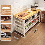 meuble cuisine multifonctionnel bois naturel blanc moderne rangement panier couteau planche découpe micro onde