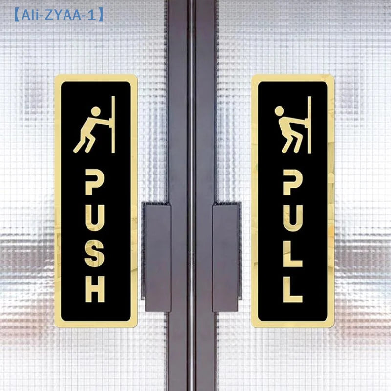 panneau porte push pull or blanc adhésif moderne classique lettres icones humaines echangement magasin