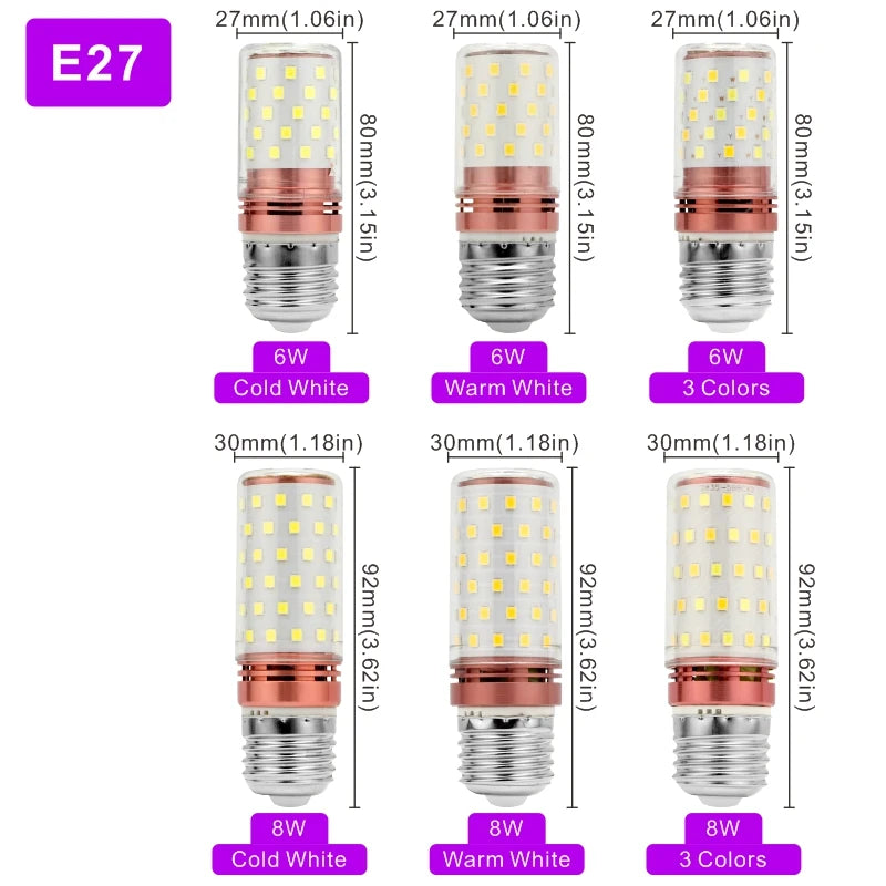 ampoules led e14 e27 carrés dorés fond blanc moderne blanc chaud doré