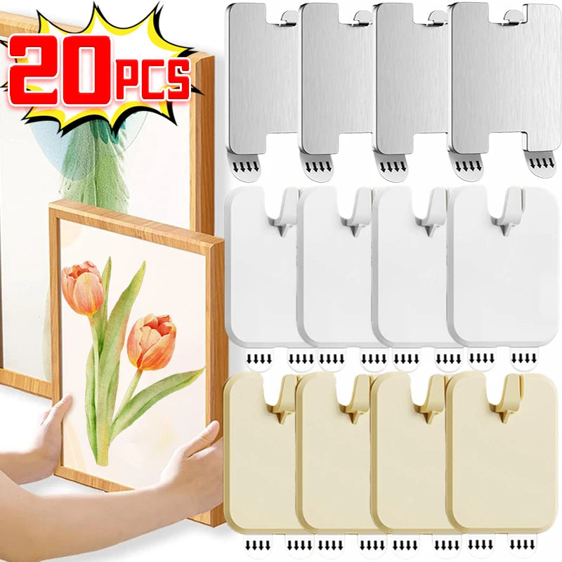 clips fixation cadres blanc beige modernes adhésifs solides étanches multiples utilisation