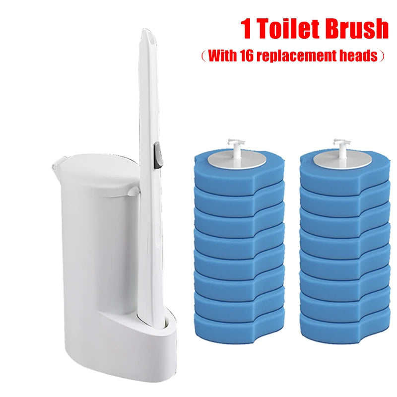 brosse toilette jetable 32 têtes remplacement moderne blanc bleu rond souple opaquet