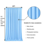 rideau bleu clair polyester moderne poignées 5ft 7ft 8ft 10ft opaque fête