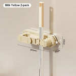 porte balai mural moderne clips fixation balai poignée brosse papier toilette gris beige blanc