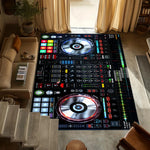 tapis noir motif contrôleur DJ polyester salon chambre coucher décoration moderne rectangle aubusson
