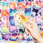 stickers multicolores galaxie étoiles dessin animé adhésifs waterproof réfrigérateur téléphone carnet papeterie enfants mignons