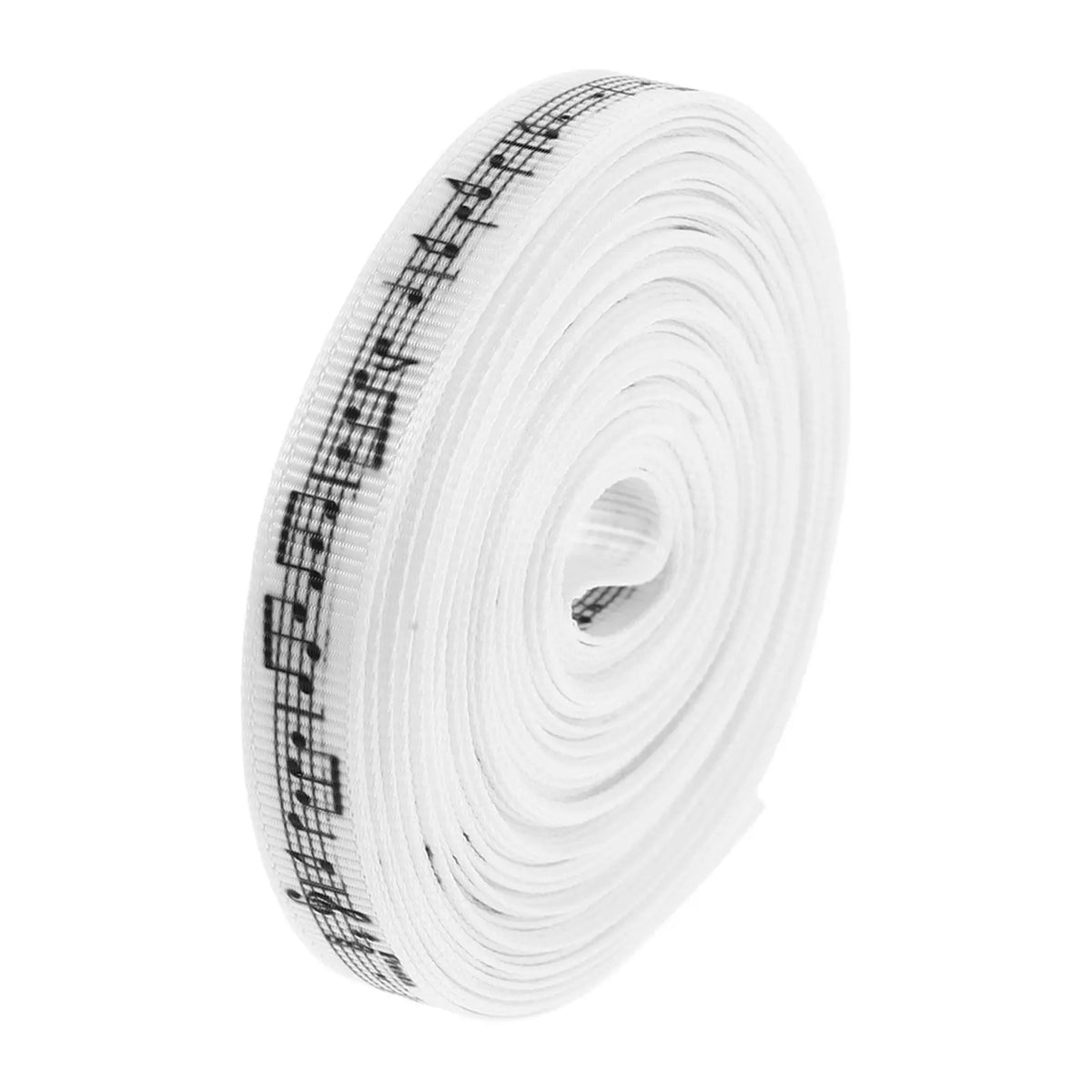 ruban décoratif notes musicales blanc motifs noirs largeur 1cm longueur 1000cm polyester crafts emballage