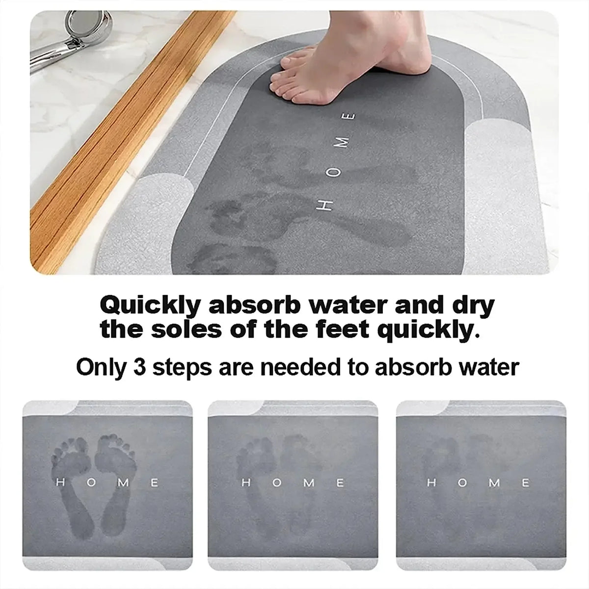 tapis bain gris moderne antidérapant texte bathroom salle bain douche