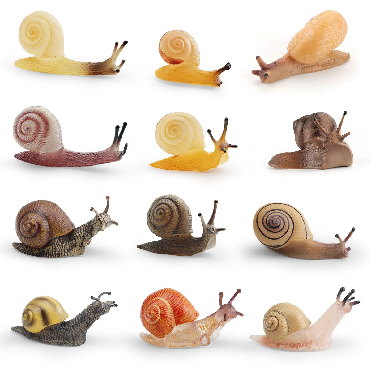 décoration miniature escargot coquille rayées réaliste couleur beige marron orange noir