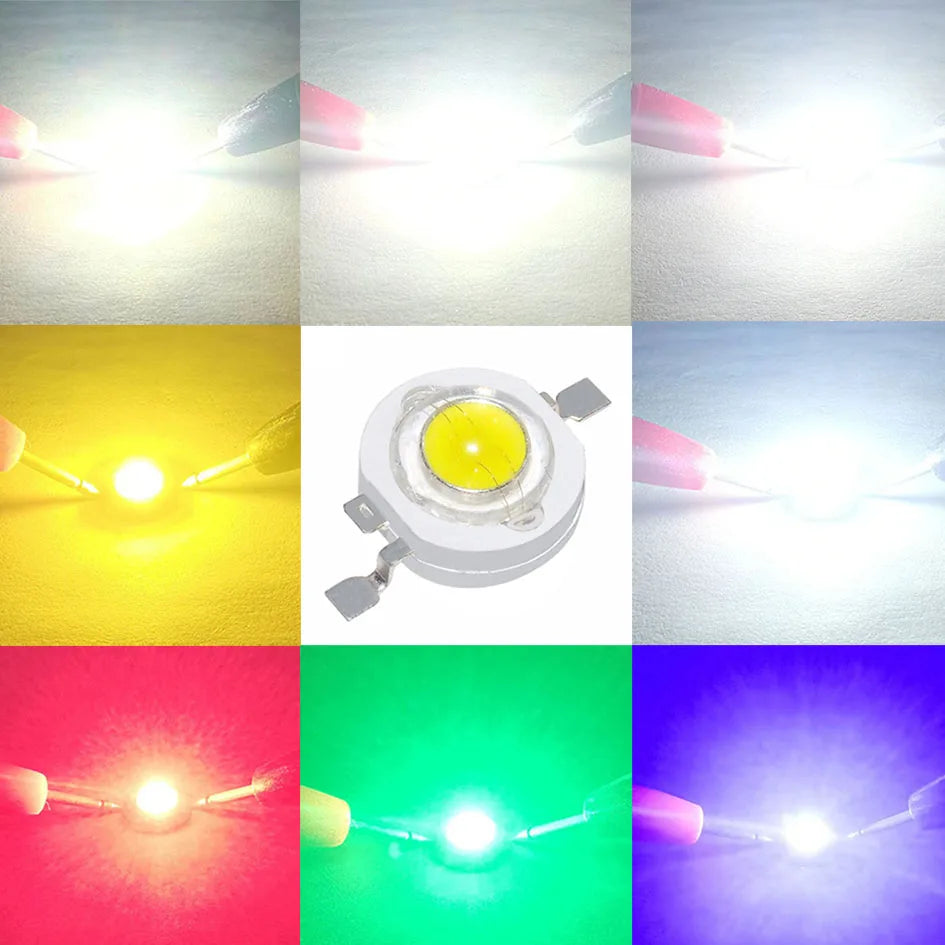 diodes led 1w 3w blanc chaud froid jaune vert bleu puce smd 3.2v 3.6v