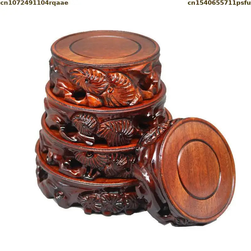 support décoratif bois massif sculpté vase pot fleur objet ancien