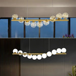 suspension lumineuse moderne boules translucides or blanc cuisine salon chambre