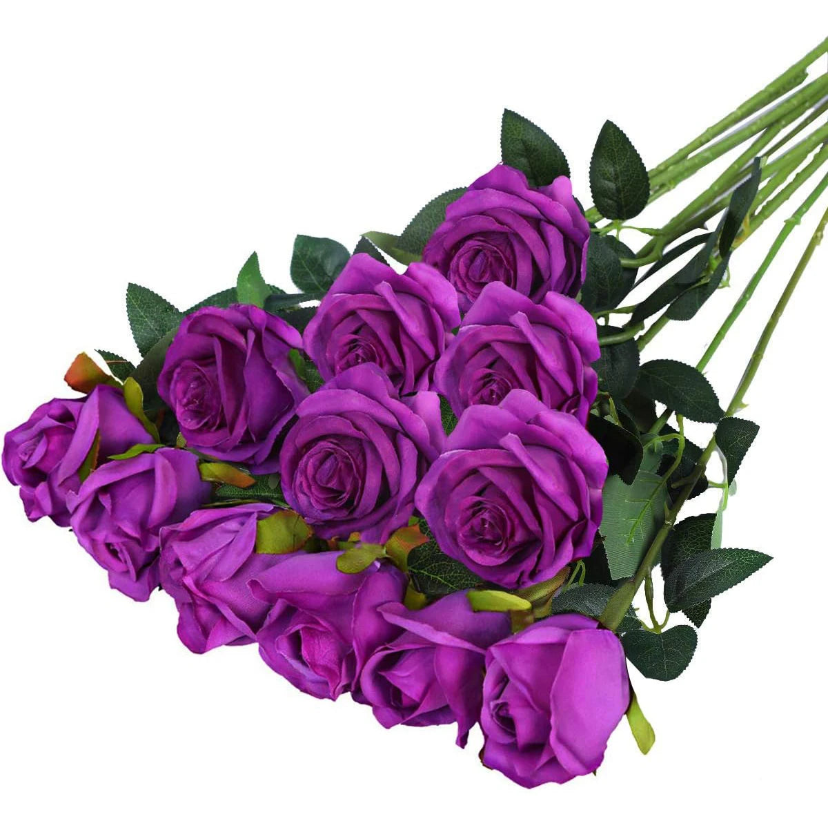 bouquet roses artificielles blanc rouge feuilles vertes classique decoration maison anniversaire saint valentinintérieur