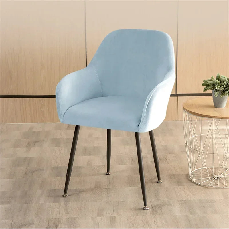 housse chaise velours moderne rose bleu gris marron pieds métalliques opaques polyester imprimé elastic