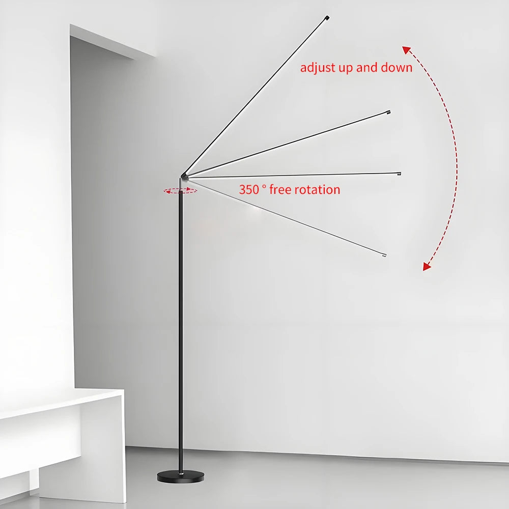lampe sol moderne 150cm noir blanc led télécommande étude chambre salon