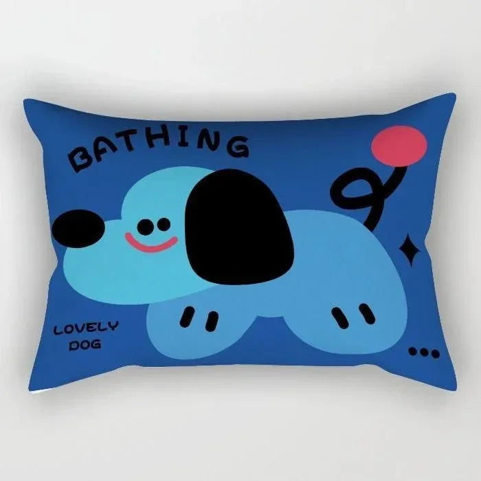 taies d'oreiller kawaii rayées chats chiens moderne enfants chambre decoration maison 30x50cm 40x60cm 50x70cm