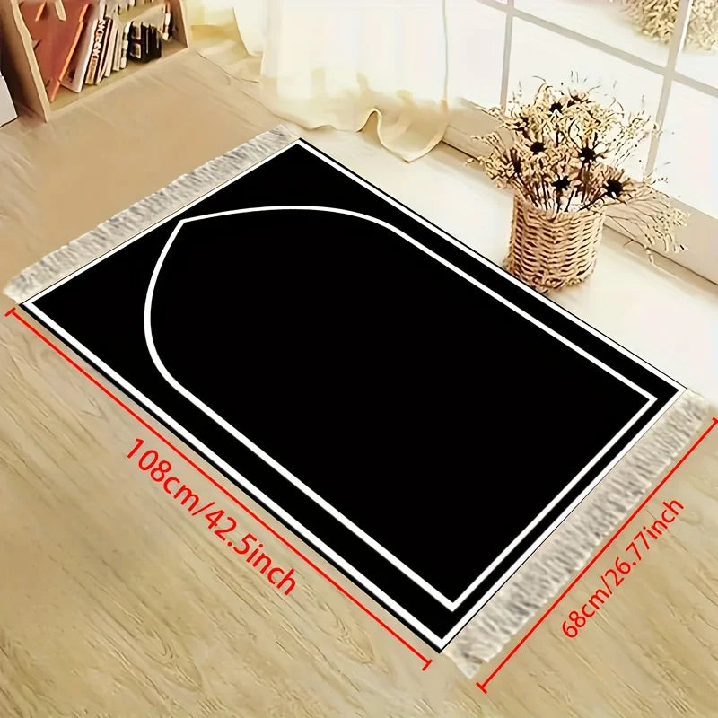 tapis prière musulman noir blanc arc minimaliste polyester extérieur voyage pliable portable