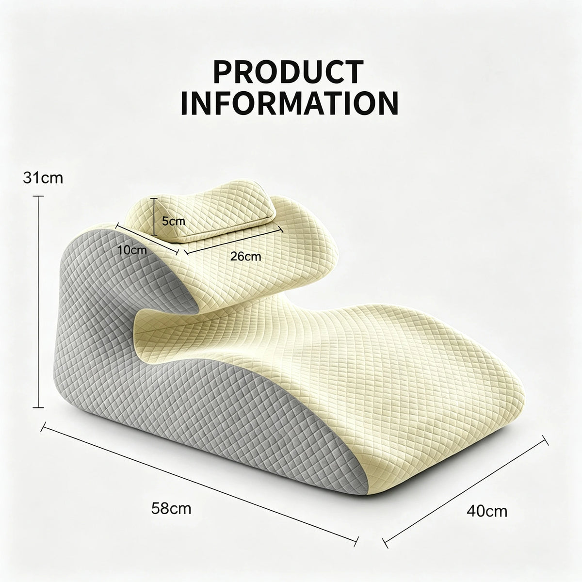 coussin support cervical ergonomique mousse mémoire forme coton carreaux beige gris confort lit