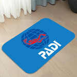 tapis moderne padi logo plongeur fleurs noir bleu blanc antidérapant polyester salon maison