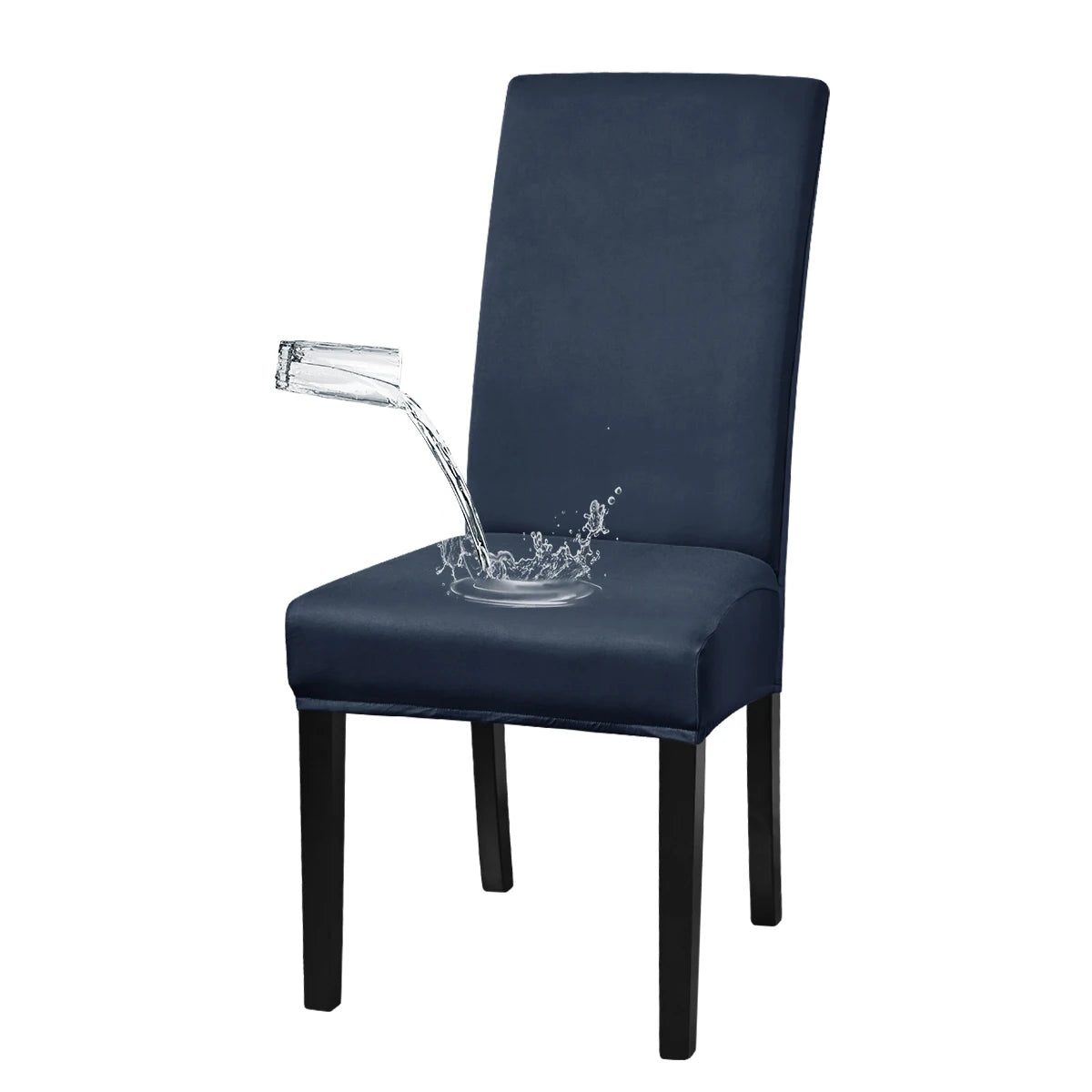 housse chaise moderne élasthanne polyester waterproof noir élastique transformation chaise ancienne neuve
