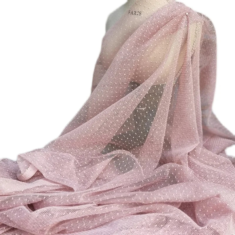 tissu polyester translucide beige rose pâle classique motifs dorés imperméable matériaux bricolage tissu filet