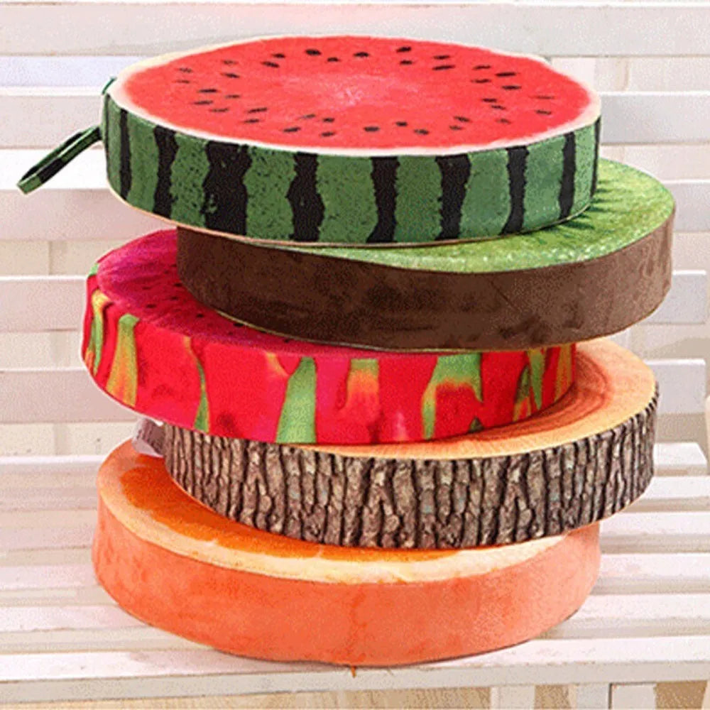 coussins ronds imprimés fruits décoratifs moderne lavables polyester coton vert rouge orange