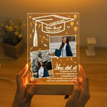 cadre lumineux personnalisable transparent moderne photo nom université citation année