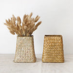 vases rotin tressé naturel rustique décoration maison fleurs séchées réutilisable