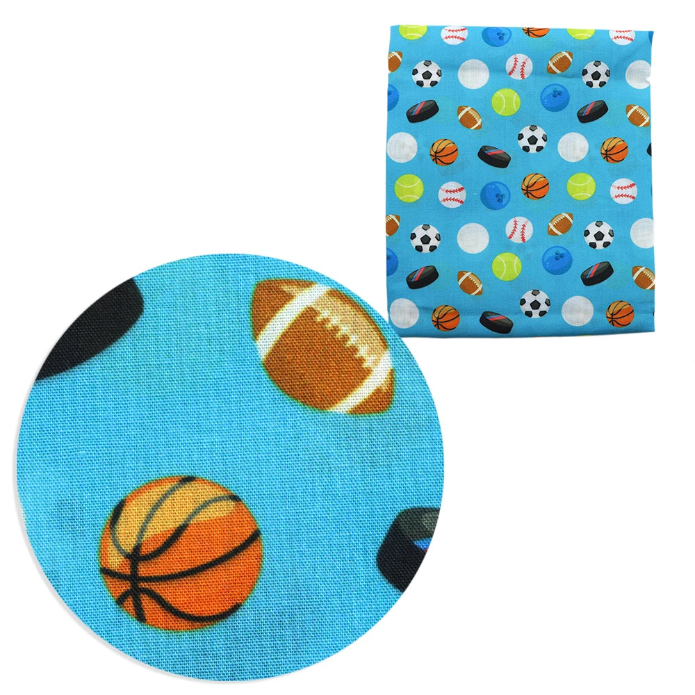tissu imprimé sport boules baseball basket football coton polyester bricolage couture décoration maison