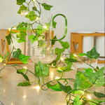 guirlande lumineuse feuilles vertes lierre artificiel led blanc chaud mariage festif chambre decoration