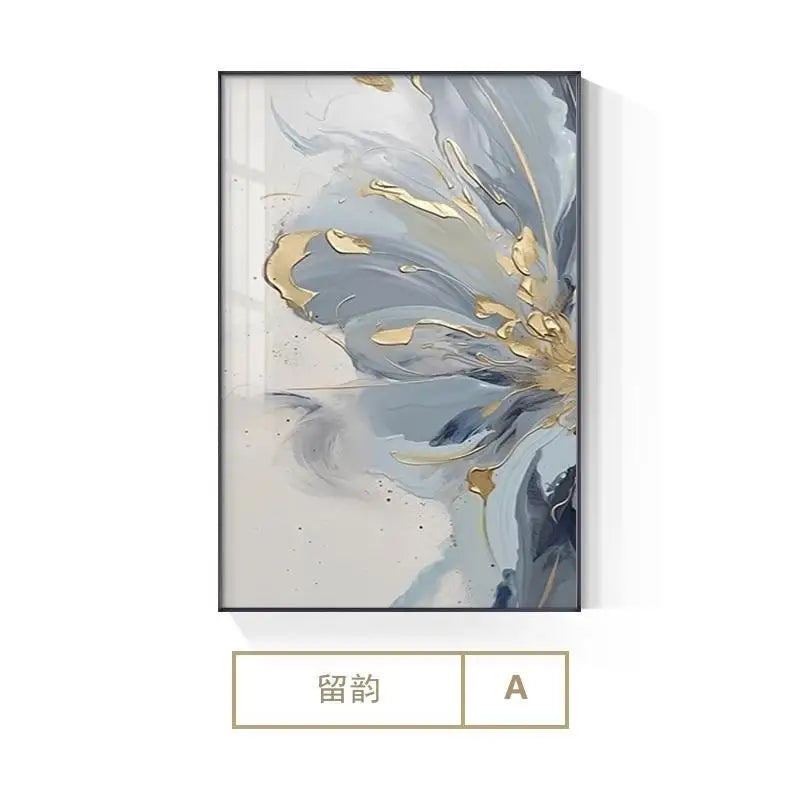 tableaux decoratifs abstraits florals bleu doré moderne salon chambre