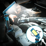 lampe travail led rechargeable batterie ion lithium poignée bleu turquoise gris professionnel rotatif 180