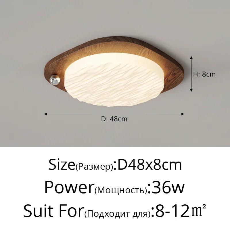 plafonnier moderne minimaliste bois marron clair blanc texture naturelle opacité fixations lumière chambre couloir