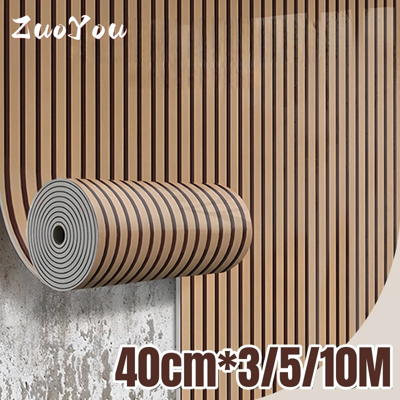 papier peint autoadhésif vinyle moderne rayures beige noir 10m résistant l'eau chambre salon