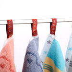serviettes coton animées dessin triangles lapins nuages étoiles clips enfants rose bleu