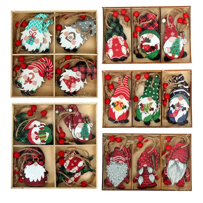 Gnome de Noël en bois prune pour décoration extérieure