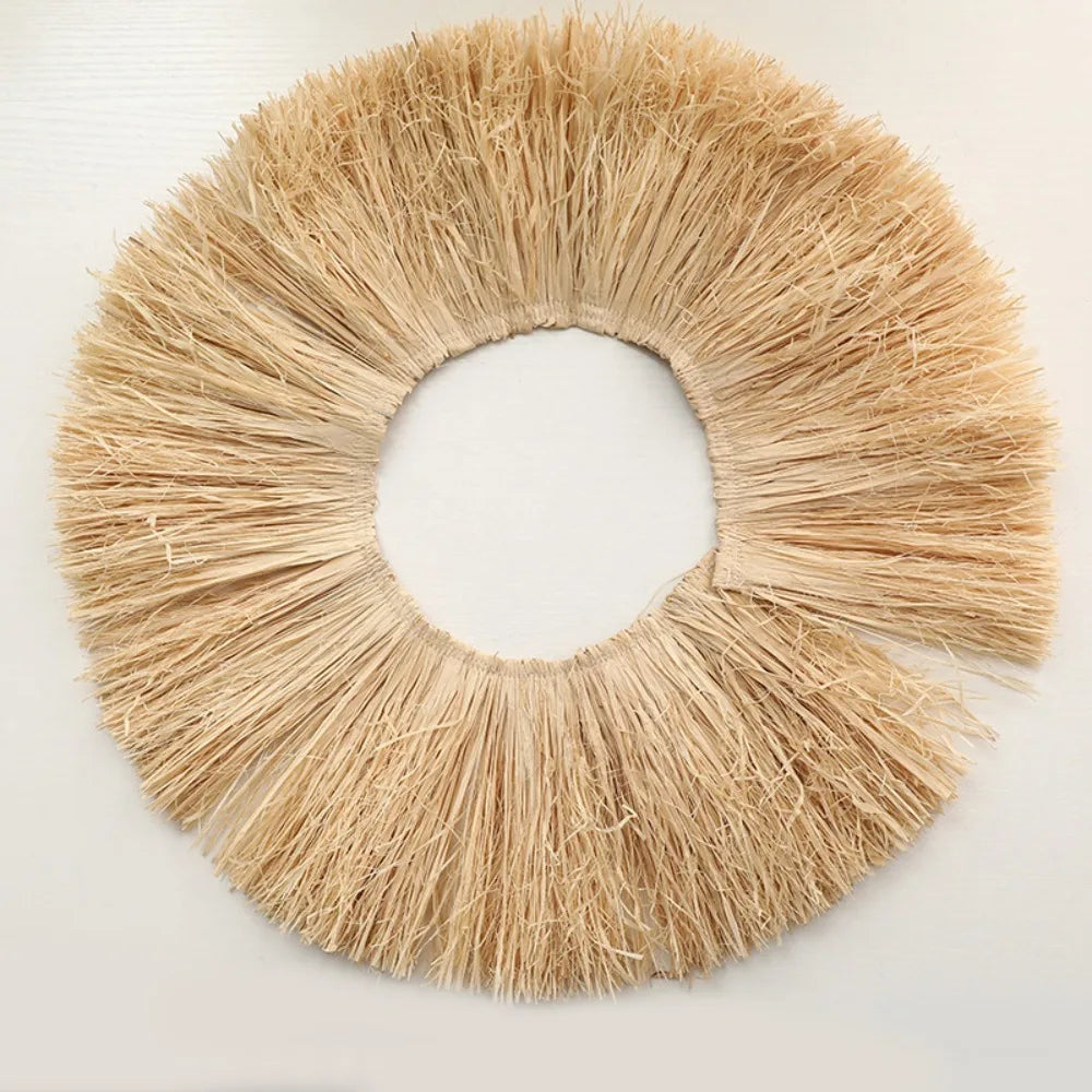 décoration murale bohème fibreuse frangée bande texturée beige naturelle rustic