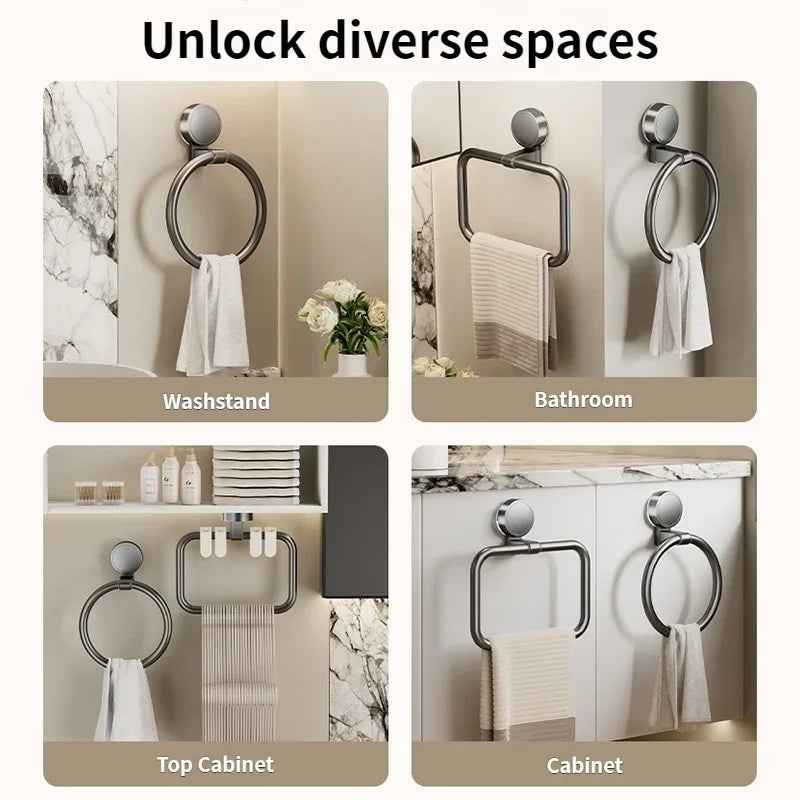 porte serviettes mural gris lisse adhésif moderne salle bain organisateur fixe serviettes