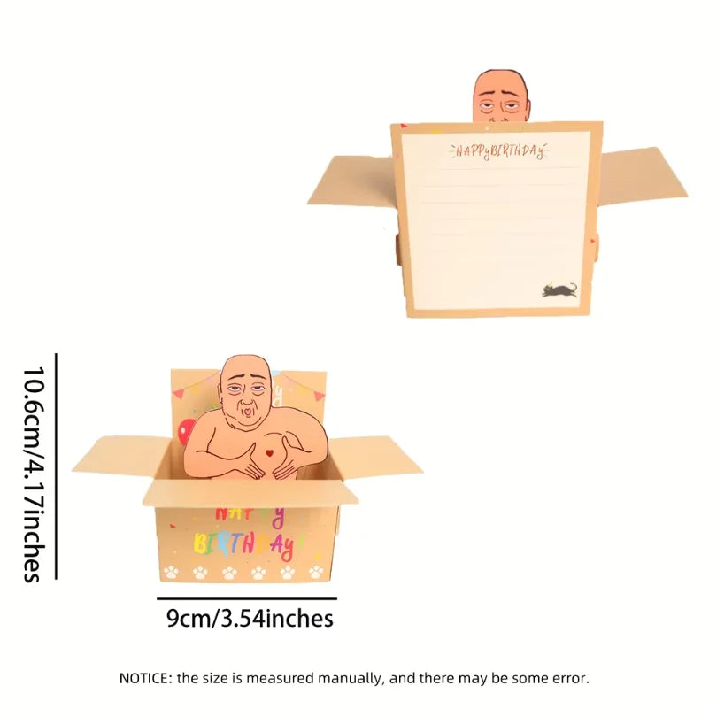 carte pop up anniversaire dessin animé personnages souriants coeurs lignes écriture simple cartoon