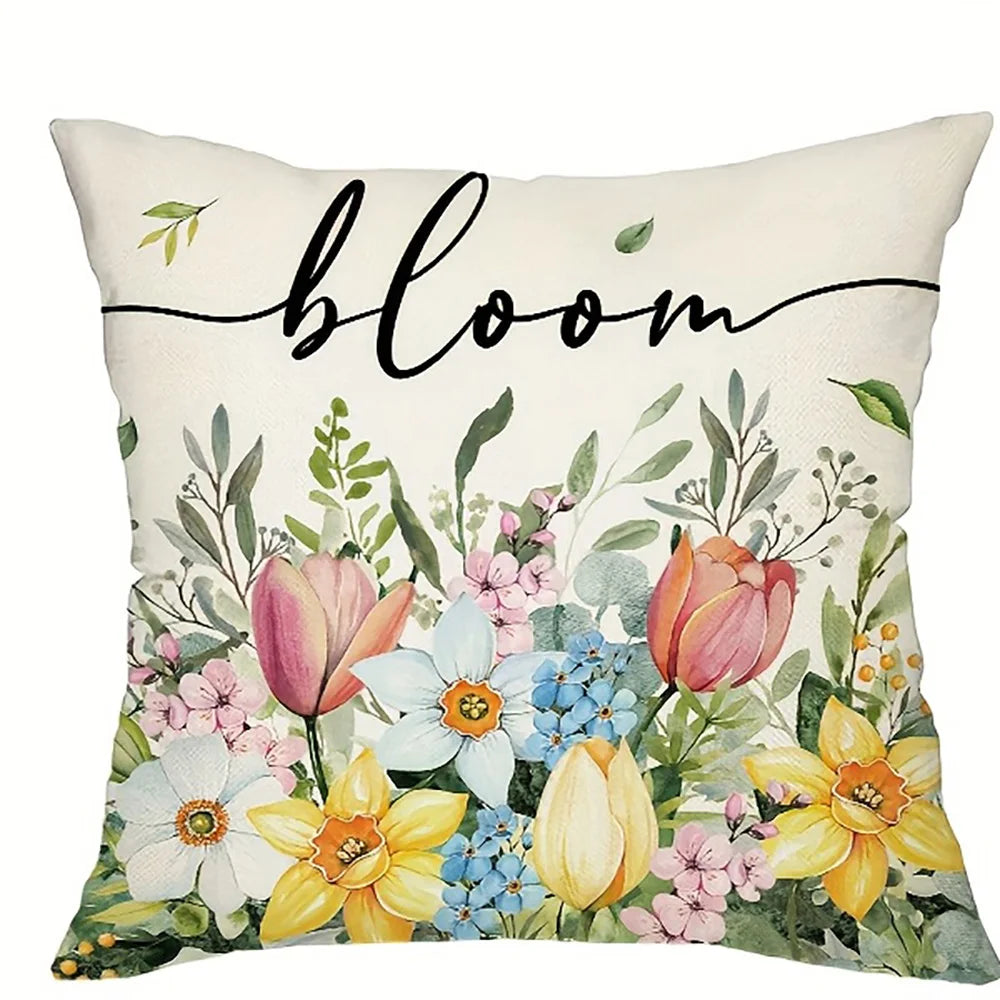 housse coussin floral inspirant moderne polyester peachskin 40x40 45x45 50x50 60x60 opaque motifs fleurs