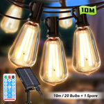 guirlande solaire extérieure jaune ampoules vintage 20m 42 ampoules led ip65