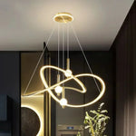 suspension lumineuse moderne or noir câbles suspendus ampoules led globes lumineux anneaux lumineux éléments