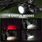 lampe frontale rechargeable led 2000lm noir mat moderne ceinture ajustable usb