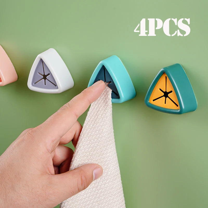 porte serviettes adhésifs moderne vert foncé rose bleu triangle central salle bains cuisine accroches