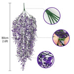 guirlande artificielle vigne verte décoration extérieure mariage petite fleurs blanches violettes naturelle suspendue 80cm
