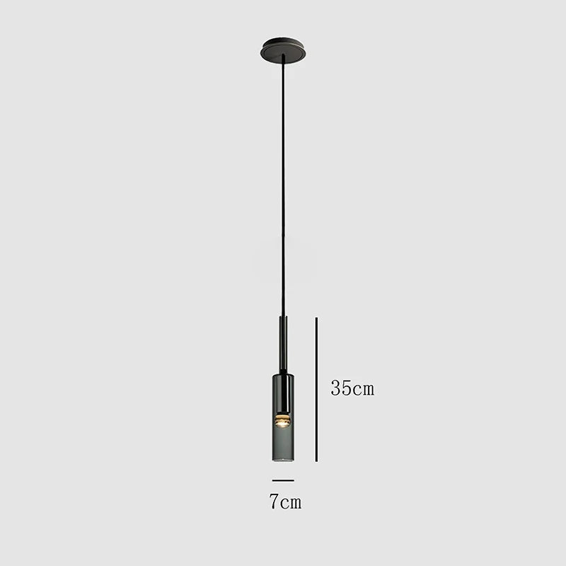 luminaire suspendu moderne minimaliste noir gris verre transparent chambre salon