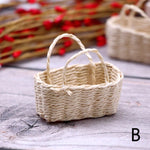 paniers tissés main naturels rustiques jouets miniatures décorations artisanales vintage poignées anneau