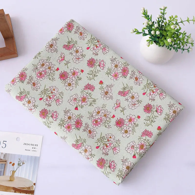 tissu toile imprimé floral violet rose vert orange rouge tissu coton lin résistant bricolage