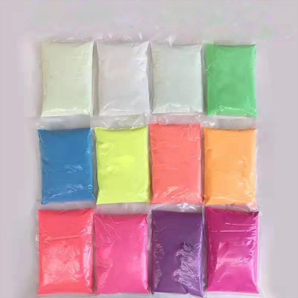 poudre lumineuse nocturne 12 couleurs paillettes ongles colorantes uniformes industrielle glow noir 10g